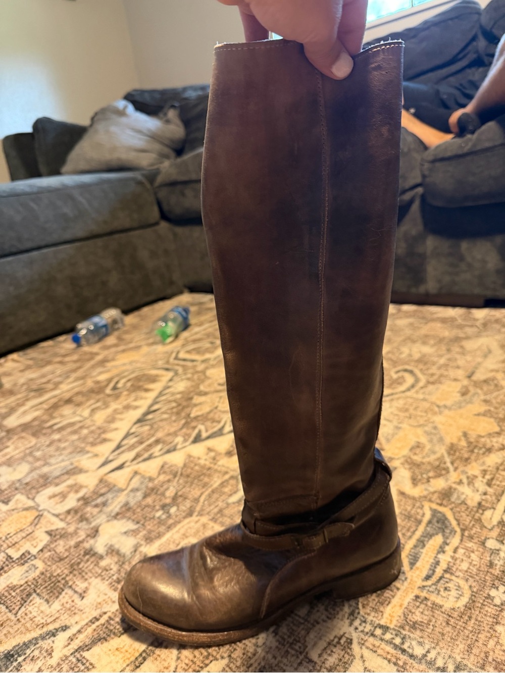 BED|STU Sueded Brown Leather Boot Interior